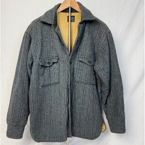 Vintage CPO Rare Wool Blend‎ Shirt Jacket Gray Striped Lined Men Size M